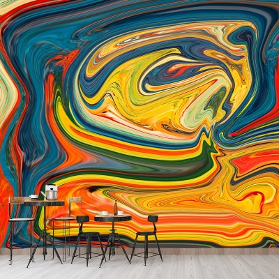 Carta da parati con pittura astratta, decorazione murale per interni resistente alla muffa, ecologica