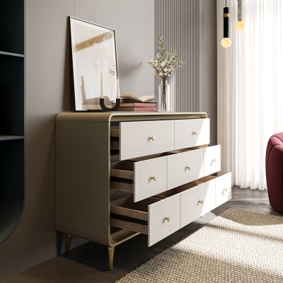 Klassische, glamour&ouml;se, horizontale Doppelkommode aus Gummiholz ​​mit Stauraum f&uuml;r das Schlafzimmer