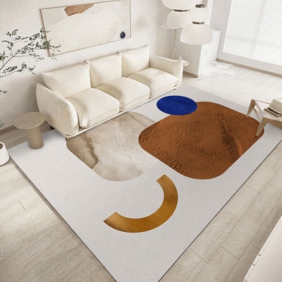 Tappeto moderno marrone Tappeto lavabile in pezzi colorati in poliestere per soggiorno