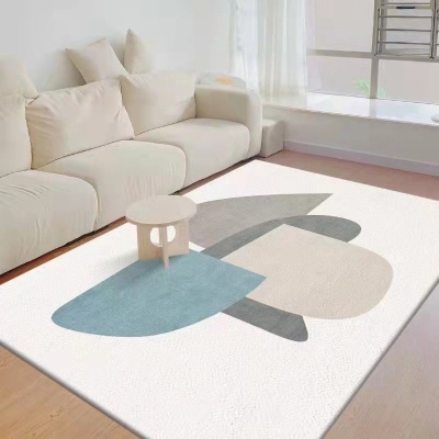 Tappeto casual beige Tappeto a blocchi di colore in poliestere Tappeto resistente alle macchie per soggiorno