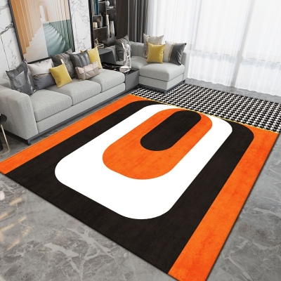 Tappeto moderno arancione scuro Tappeto grafico in poliestere Tappeto lavabile per salotto
