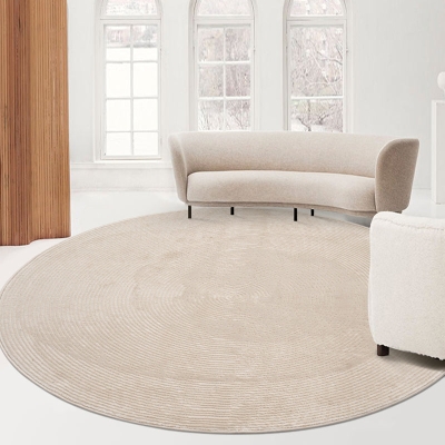 Tappeto tribale con diamanti a tonalit&agrave; rotonda Tappeto beige in poliestere resistente alle macchie