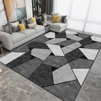 Tappeto semplice grigio scuro Tappeto geometrico in poliestere Tappeto lavabile per soggiorno