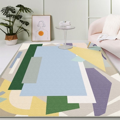 Tappeto con stampa geometrica blu Tappeto moderno in poliestere Tappeto lavabile per la decorazione domestica