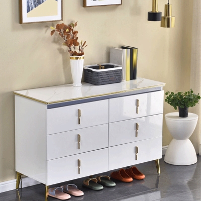 Glam Stone Kommode, 17,7" breite Schlafzimmerkommode in Wei&szlig; mit Schubladen