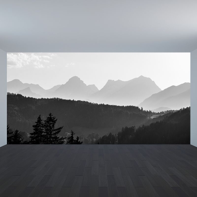 Carta da parati fotografica di montagna, decorazione murale decorativa moderna resistente alle macchie