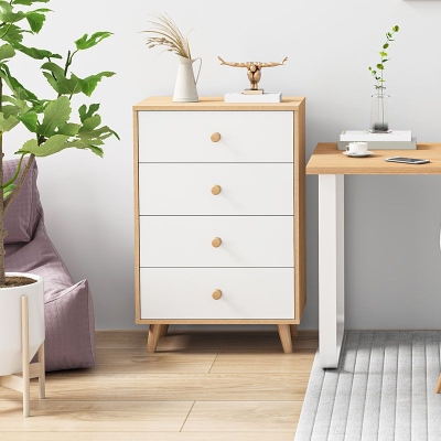 Com&ograve; verticale contemporaneo in legno per camera da letto, per biancheria intima, con cassetto