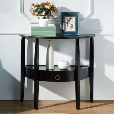 Mid-Century Modern Konsolentisch aus halbmondf&ouml;rmigem Holz mit 4 Beinen in Braun