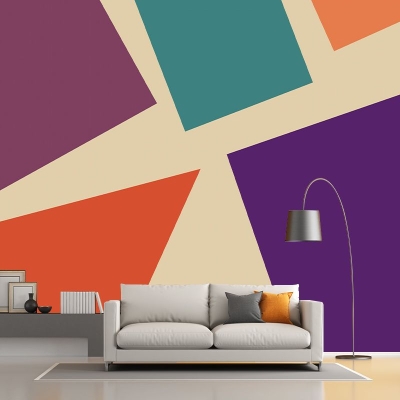 Carta da parati murale con geometria astratta Carta da parati ecologica per camera da letto