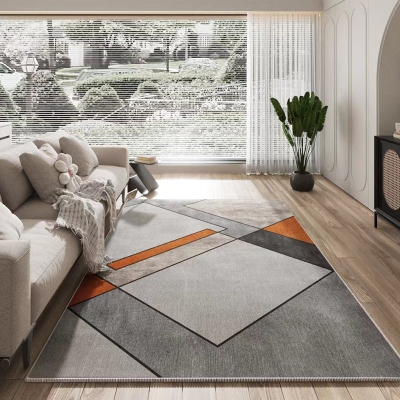 Tappeto Lavabile Tappeto Moderno Arancione Geometria Poliestere Tappeto per Soggiorno