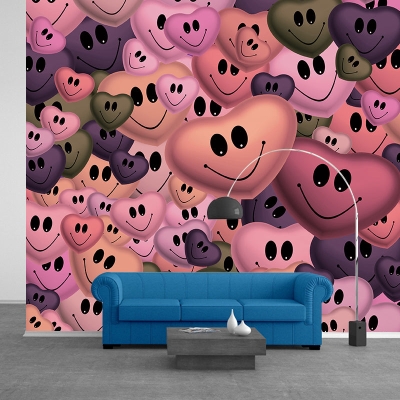 Illustrazione Decorazione murale resistente alle macchie con motivo a cuore per soggiorno