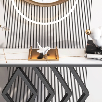 Glam Stone Konsolentisch, rechteckiger Konsolen-Sofatisch f&uuml;r Flur