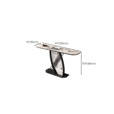 Glam Stone Eisen-Akzenttisch, halbmondf&ouml;rmiger Konsolen-Sofatisch f&uuml;r den Flur