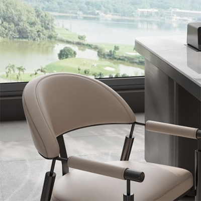 Sedia da sala da pranzo industriale con schienale aperto grigio e nero per la casa
