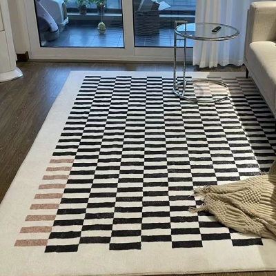 Tappeto moderno color albicocca, tappeto lavabile in poliestere, per salotto