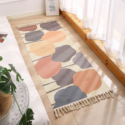 Tappeto casual arancione Tappeto con nappe in poliestere Tappeto antimacchia per camera da letto