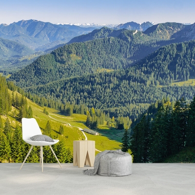 Carta da parati decorativa fotografica murale contemporaneo resistente alle macchie di montagna