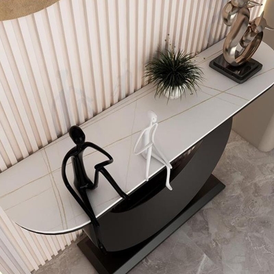 Moderner Halbmond-Konsolentisch, Antik-Finish, Konsolen-Sofatisch