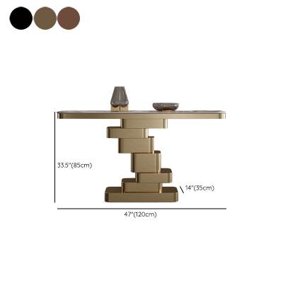 Tavolino da divano moderno in pietra a forma rettangolare in ottone/oro/nero