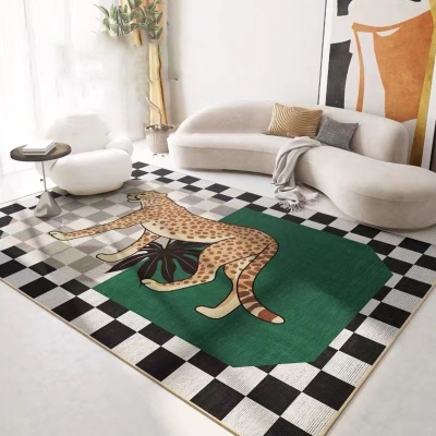 Tappeto moderno verde Tappeto lavabile in poliestere con stampa animalier per la decorazione domestica