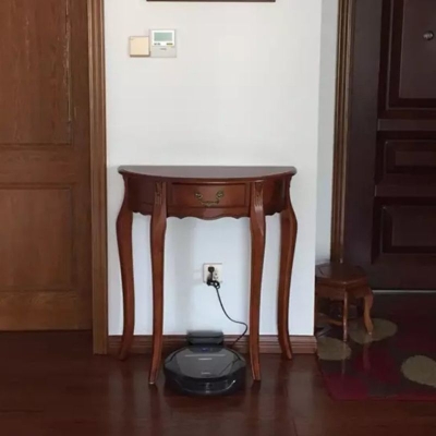 Halbmond-Akzenttisch aus massivem Holz, 1 Schublade, 84,9 cm hoch