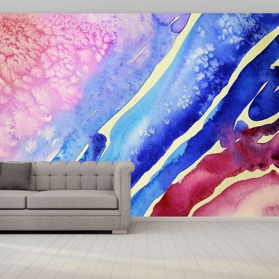 Murale con illustrazione moderna Decorazione murale per camera da letto ecologica con acquerello astratto