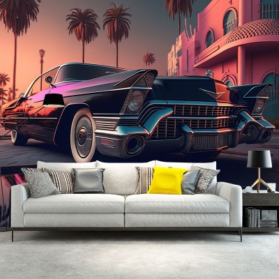 Modello di illustrazione di auto murale resistente all'umidit&agrave; per la decorazione del soggiorno e della camera da letto
