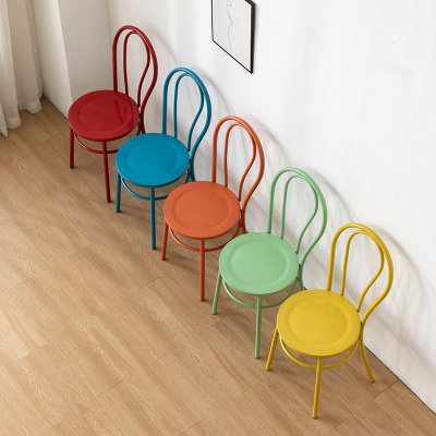 Sedie da sala da pranzo in metallo Sedia senza braccioli con schienale aperto in stile nordico
