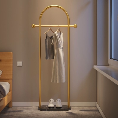 Glam Metallic-Kleiderb&uuml;gel, freistehender Metall-Garderobenst&auml;nder mit Marmorsockel f&uuml;r das Wohnzimmer