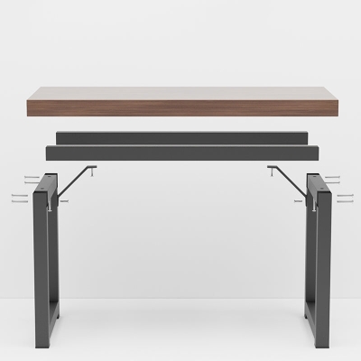 Tavolo da pranzo moderno rettangolare in legno con base a slitta per soggiorno