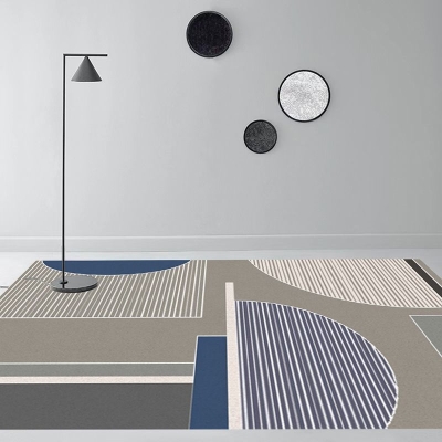 Tappeto moderno grigio Tappeto lavabile con area geometrica in poliestere per la decorazione domestica