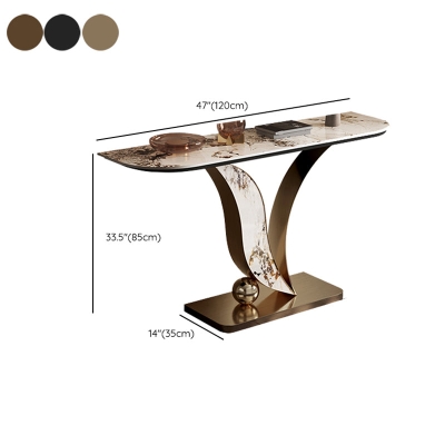 Consolle contemporanea a forma di mezzaluna Tavolino da divano in pietra oro/champagne