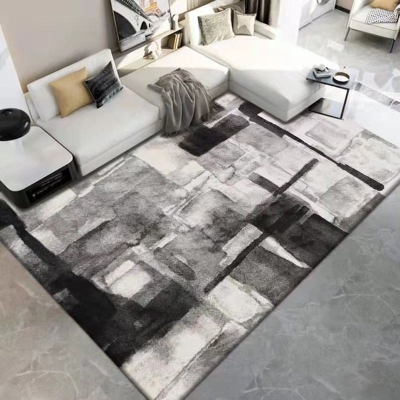 Tappeto moderno nero Tappeto lavabile in poliestere con motivo astratto per la decorazione domestica
