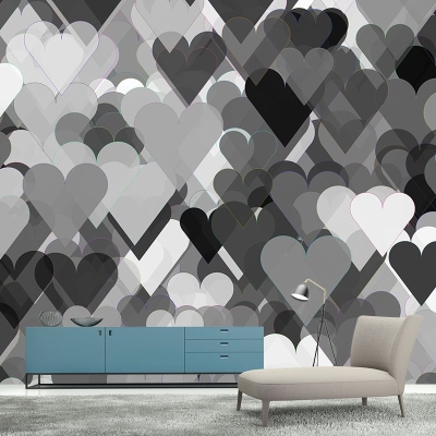 Carta da parati murale con motivo a cuore Illustrazione natalizia Decorazione murale per interni
