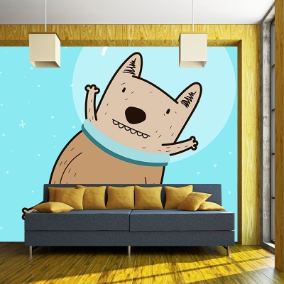 Illustrazione Carta da parati murale resistente alle macchie Animali Decorazione murale per la camera dei bambini