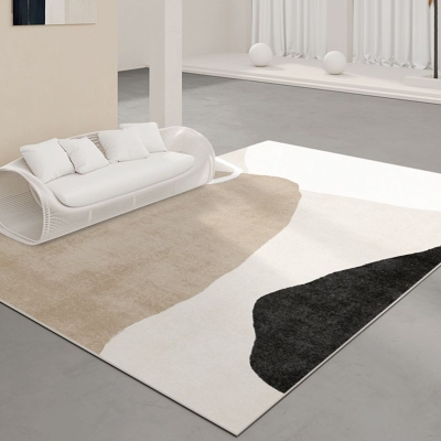 Tappeto moderno bianco Tappeto a blocchi di colore in poliestere Tappeto con supporto antiscivolo per salotto