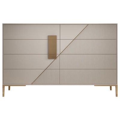 Glam horizontale Aufbewahrungstruhe aus Holz mit Soft-Close-Schubladen, Doppeltruhe