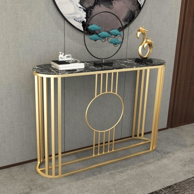 Glam Marmor-Konsolentisch mit goldenem Rahmen, Konsolen-Sofatisch f&uuml;r den Flur