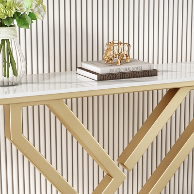 Glam-Konsolen-Akzenttisch. Konsolentisch mit Antik-Finish in Stein