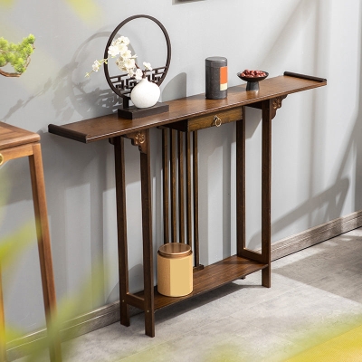 Consolle contemporanea rettangolare. Tavolino consolle in legno marrone caldo