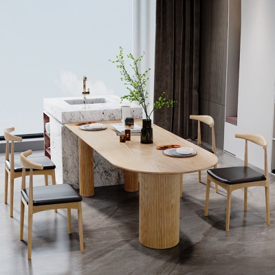 Tavolo da pranzo moderno in legno massello a forma libera Tavolo con piano in legno per la casa