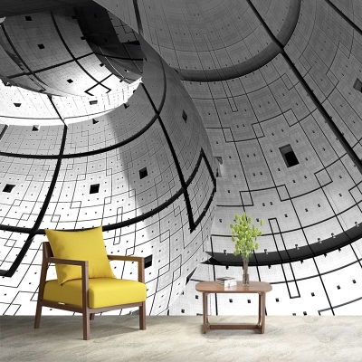Tapete mit geometrischer Fotografie und Umweltmotiven f&uuml;r das Wohnzimmer