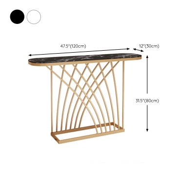 Glam Ovaler Konsolen-Akzenttisch, Sofa-Konsolentisch mit Antik-Finish