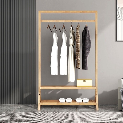 Zeitgen&ouml;ssischer Kleiderb&uuml;gel aus massivem Holz mit Doppelregalen f&uuml;r das Wohnzimmer