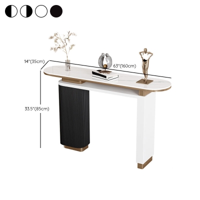 Glam Stone Ovaler Konsolentisch, 84,9 cm hoch, rechteckiger Akzenttisch