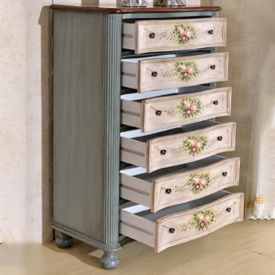 18,72 Zoll breite traditionelle Kommode aus massivem Holz mit 6 Schubladen