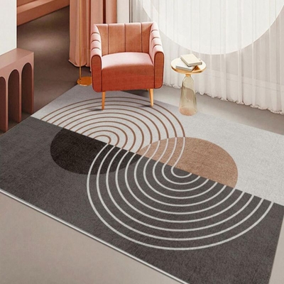Tappeto lavabile in poliestere moderno a righe grigio scuro per la decorazione domestica