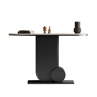 Glam Stone Akzenttisch Halbmond-Sofa-Konsolentisch aus Metall f&uuml;r den Flur
