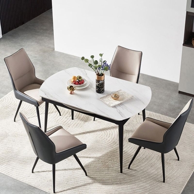 Tavolo da pranzo moderno rettangolare e rotondo in pietra pieghevole facile