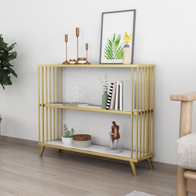 Moderner rechteckiger Akzenttisch mit Antik-Finish, Konsolen-Sofatisch aus Marmor